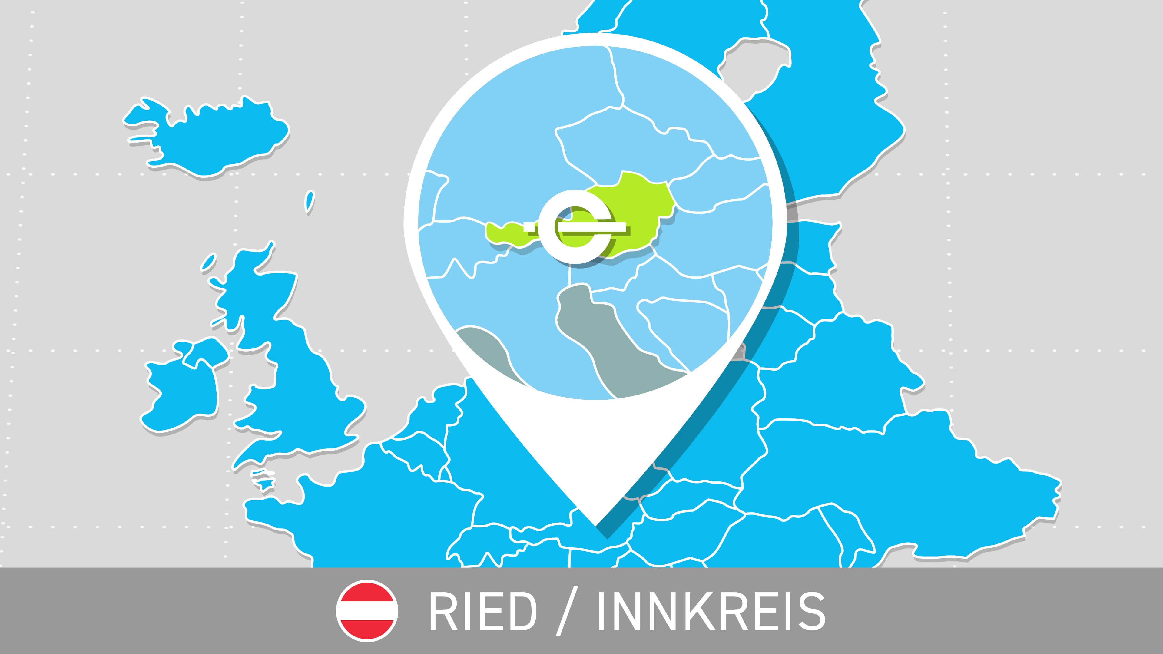 Pin for Austria on a map od Europe