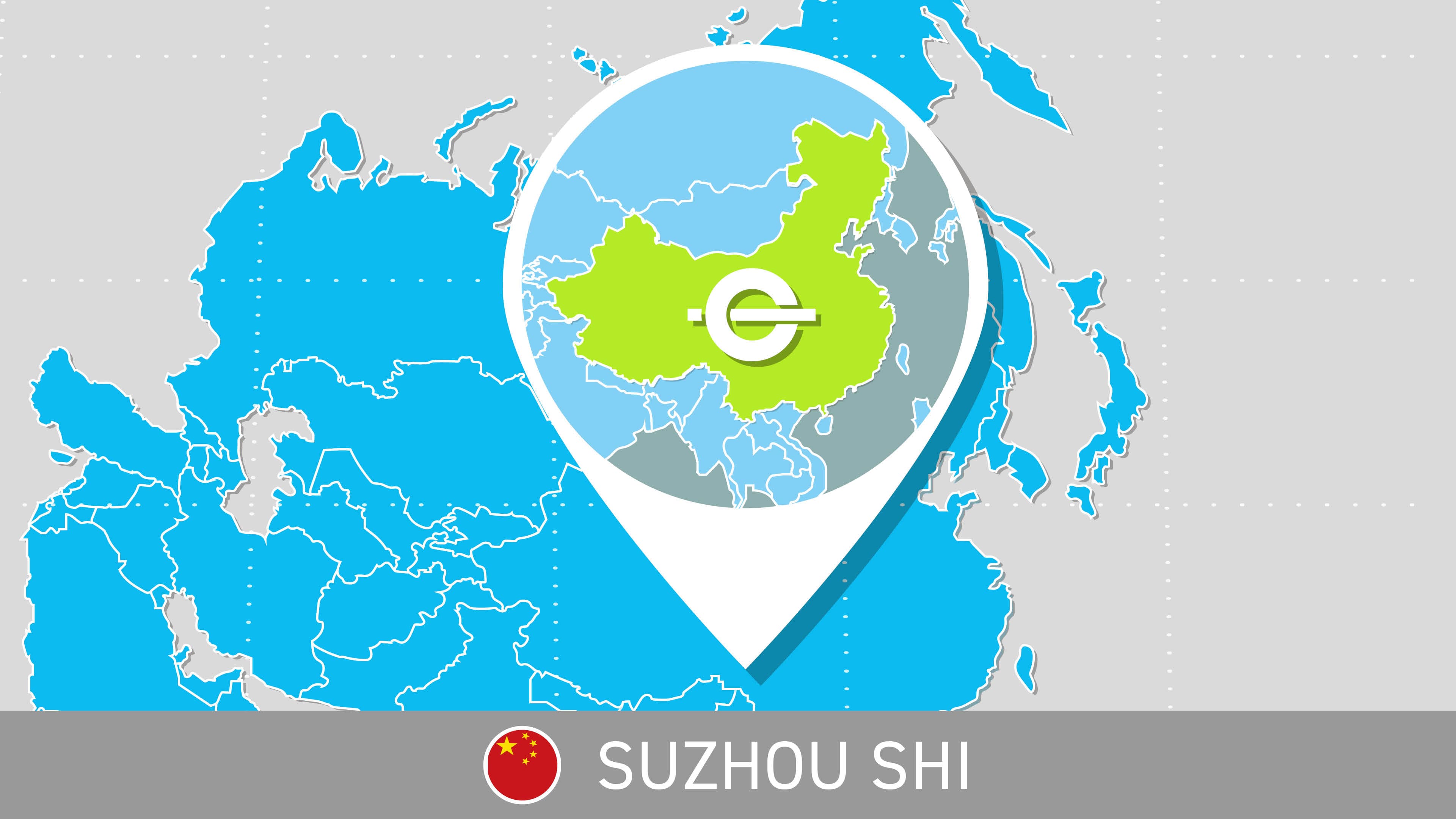 Pin for China on a map of Asia