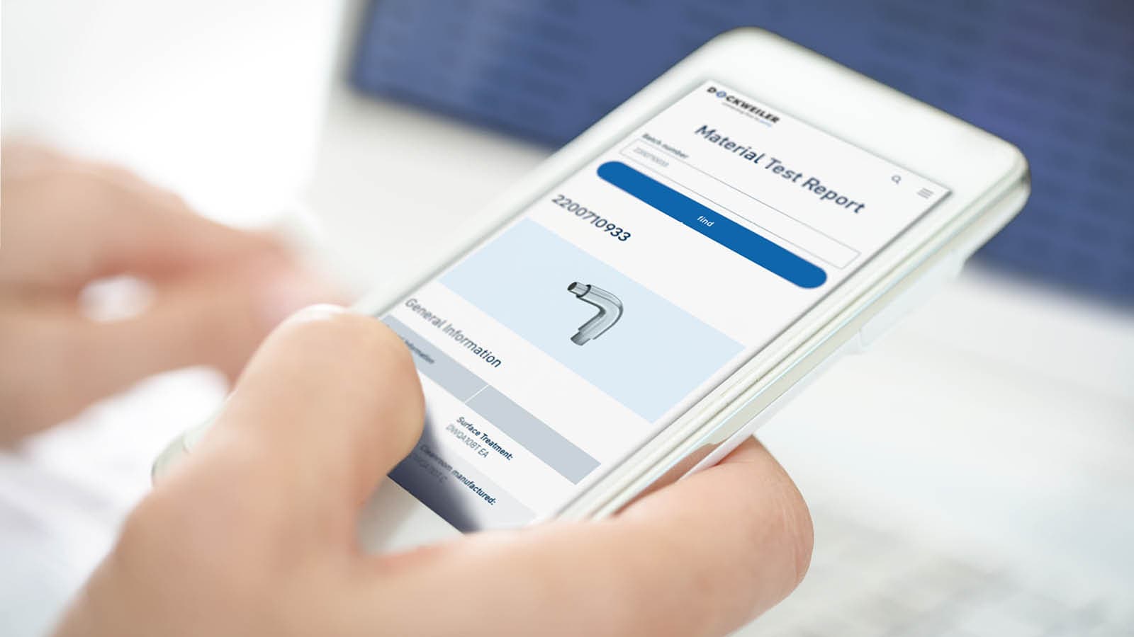 Person scans a QR code from the label to obtain batch data